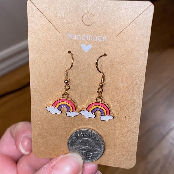 Rainbows on  Cloud Dangly Earrings Homemade - Picture 6 of 6